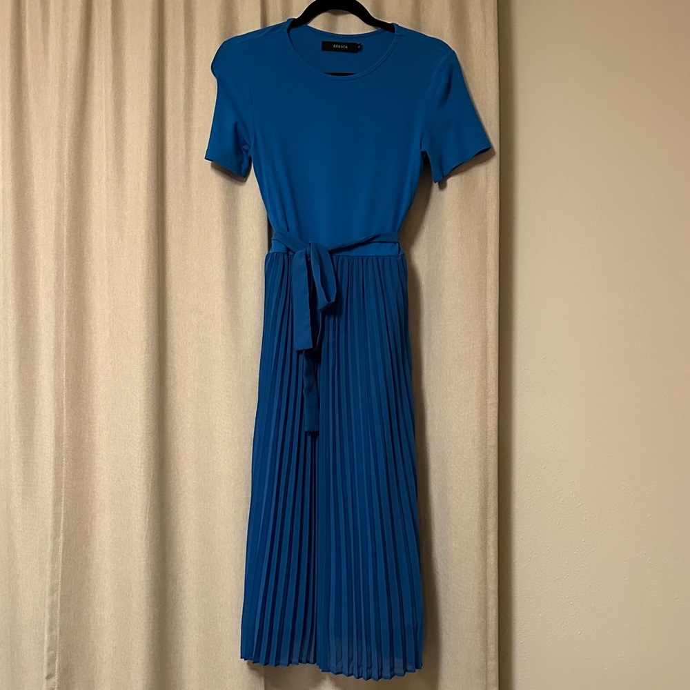 Blue Pleated Dress